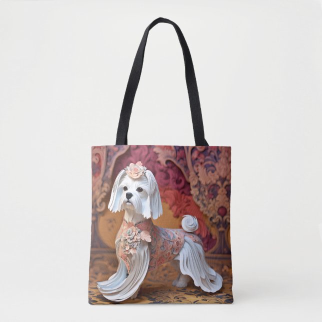 Paper Rococo Maltese Pastel Colours Tote Bag (Front)