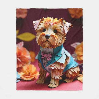 Paper Rococo Norfolk Terrier Pastel Colours Fleece Blanket