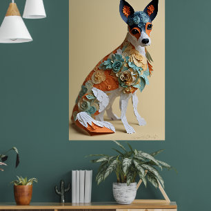 Paper Rococo Toy Fox Terrier Pastel Colours Poster