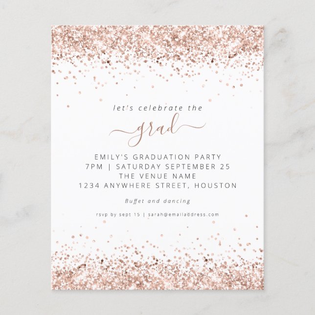 PAPER Rose Gold Glitter 2024 Graduation Invite (Front)
