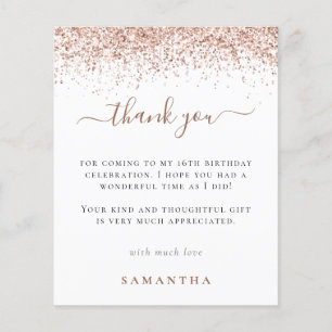 PAPER Rose Gold Glitter Photo Sweet 16 Thank You