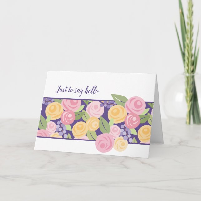 Paper Roses Floral Band Note Card -Customise (Front)