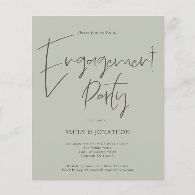 PAPER Script Engagement Party Sage Green Invite (Front)