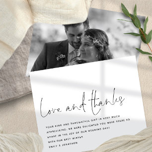 PAPER Script Love Thanks Photo Wedding Thank You