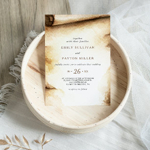 Paper Scroll Rustic Country Wedding Invitation