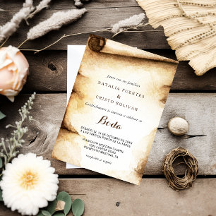 Paper Scroll Rustic Country Wedding Invitation
