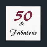 paper serviettes for 50th birthday napkin<br><div class="desc">paper serviettes with the words fifty and fabulous printed on them in black and whine red</div>