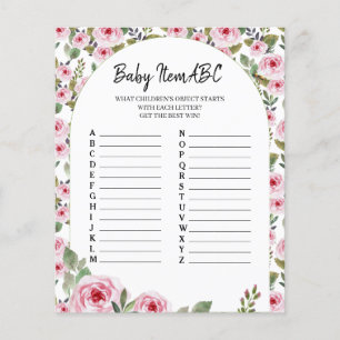 Paper Sheet Baby shower game "Baby Item ABC".
