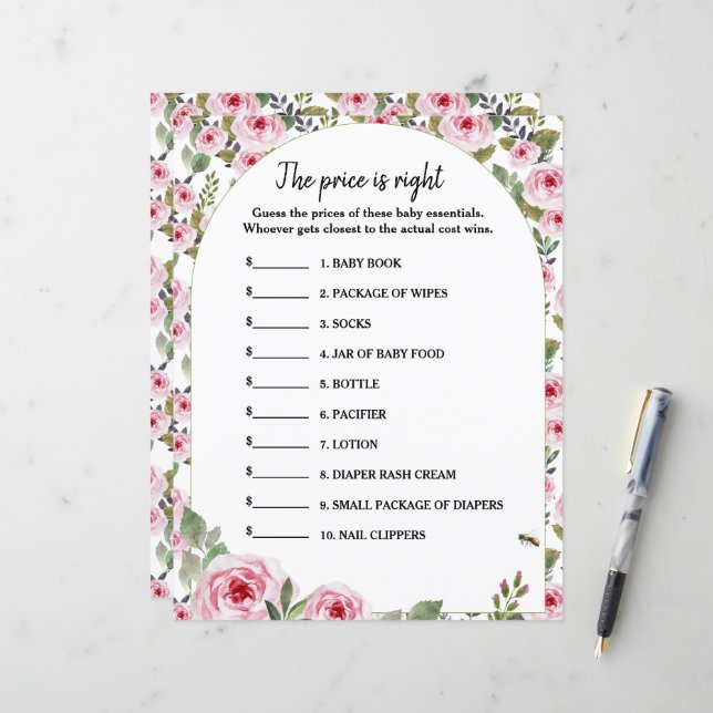 Paper Sheet  game The price is right  (Front/Back In Situ)