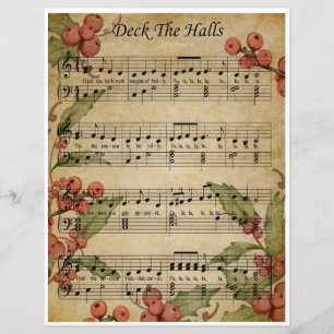 Paper Sheet Music Art-Deck the Halls