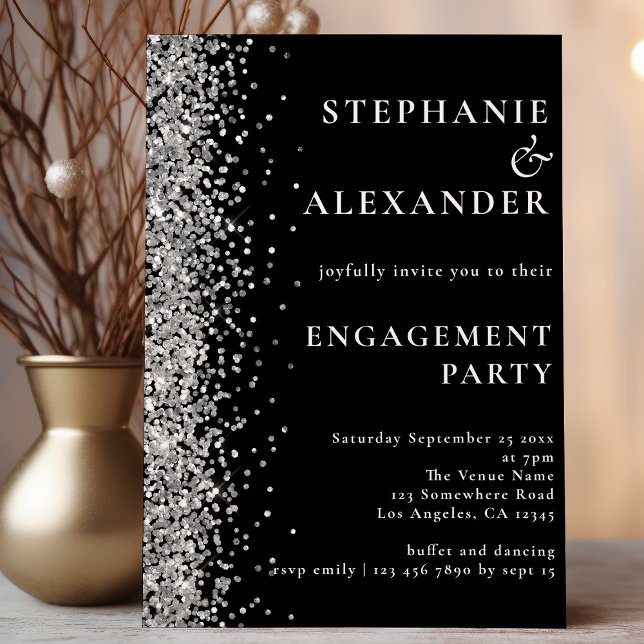 PAPER | Silver Glitter Engagement Party Black (Creator Uploaded)