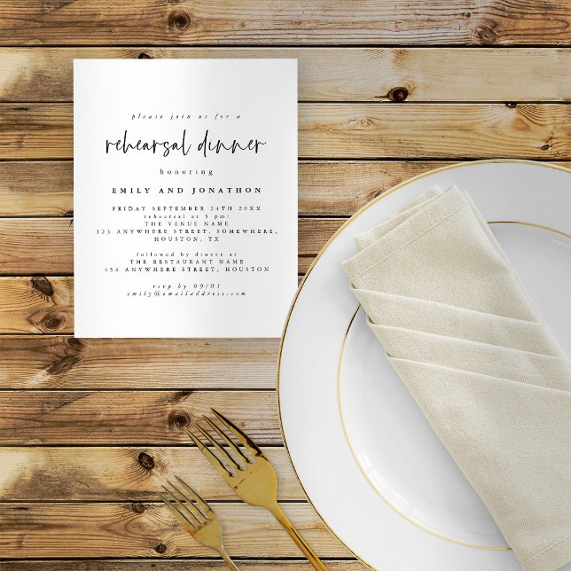 PAPER | Simple Black White Rehearsal Dinner Invite (Creator Uploaded)