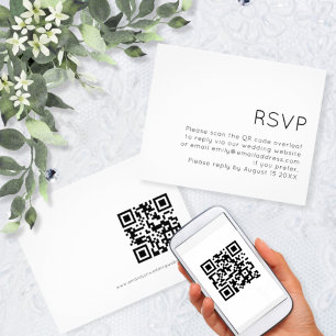 PAPER Simple QR Code Black White Wedding RSVP