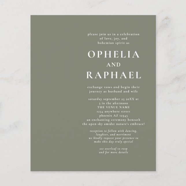 PAPER Simple Sage QR Code Bohemian Wedding Invite (Front)