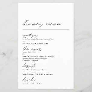 PAPER   Simple Script Occasion Dinner Menu