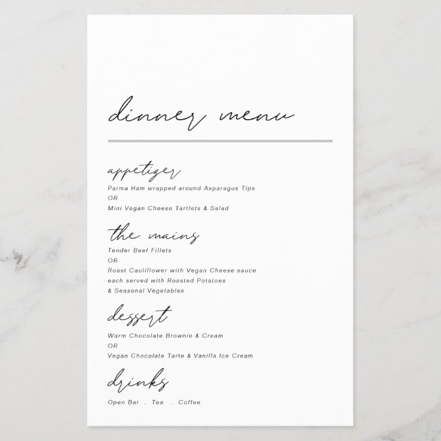 PAPER | Simple Script Occasion Dinner Menu (Front)