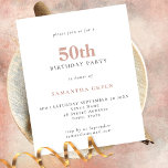 PAPER Simple Text Blush 50th Birthday Invitation<br><div class="desc">PAPER Simple Text Blush 50th Birthday Invitation. A fully customisable,  value for money PAPER,  not card,  smaller 4.5 x 5.6 inch alternative supplied WITHOUT envelopes (A6 are the closest size to fit).</div>