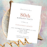PAPER Simple Text Blush 80th Birthday Invitation<br><div class="desc">PAPER Simple Text Blush 80th Birthday Invitation. A fully customisable,  value for money PAPER,  not card,  smaller 4.5 x 5.6 inch alternative supplied WITHOUT envelopes (A6 are the closest size to fit).</div>
