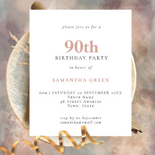 PAPER Simple Text Blush 90th Birthday Invitation