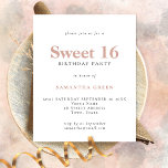 PAPER Simple Text Blush Sweet 16 Birthday Invite<br><div class="desc">PAPER Simple Text Blush Sweet 16 Birthday Invitation. A fully customisable,  value for money PAPER,  not card,  smaller 4.5 x 5.6 inch alternative supplied WITHOUT envelopes (A6 are the closest size to fit).</div>
