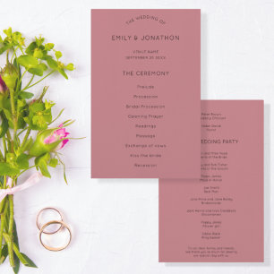 PAPER   Simple Text Dusty Rose Wedding Program