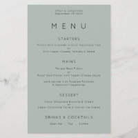 PAPER Simple Typography Silvery Sage Wedding Menu