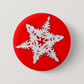 Paper Snowflake 6 Cm Round Badge