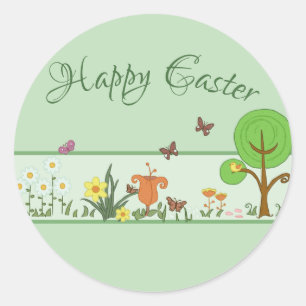 paper spring Easter Classic Round Sticker