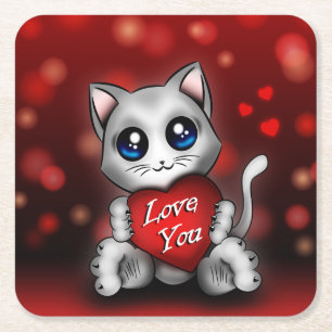 Paper Square Undercoat The kitten loves you Coaster
