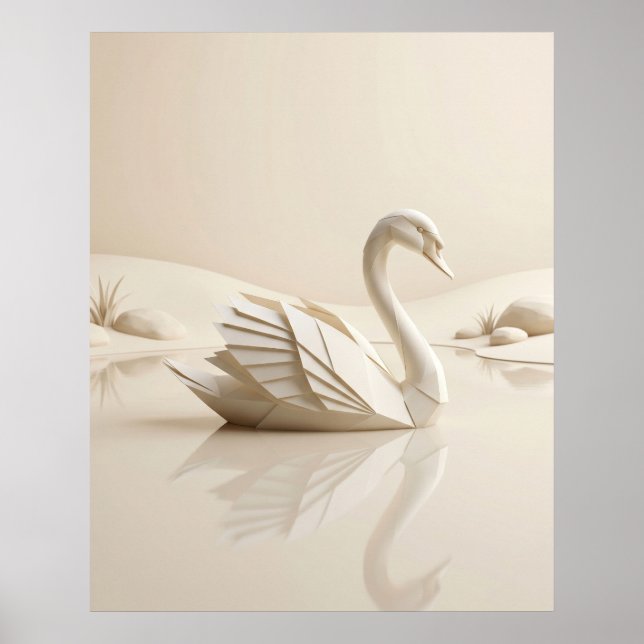 Paper Swan Mirror Lake Poster (Front)