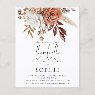 PAPER  Terracotta Florals Script 30th Party Invite