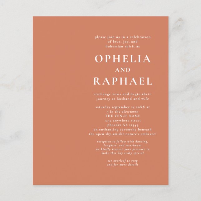 PAPER Terracotta QR Code Bohemian Wedding Invite (Front)