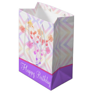 Paper Tote Style Birthday Bag in Pink and Purple