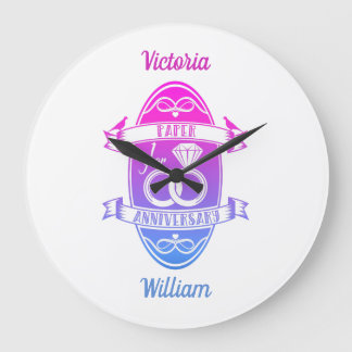Paper traditional 1st First Wedding Anniversary Large Clock