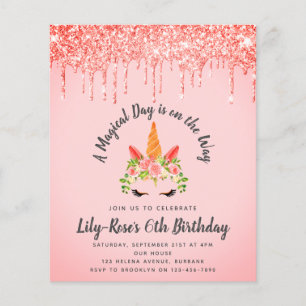 PAPER Unicorn Face Glitter Birthday Invitation