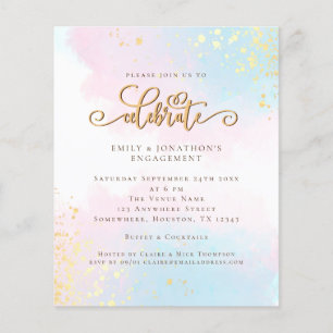 PAPER   Watercolor Blue Pink Script Engagement