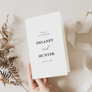 Paper Wedding Program Booklet, Minimalist Design