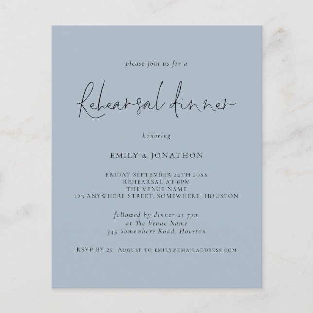 PAPER | Wedding Rehearsal Dinner Dusty Blue Invite (Front)
