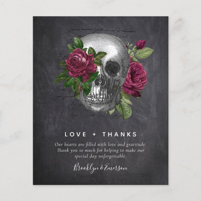 PAPER Wedding Thank You Note | Gothic Skull Photo (Front)