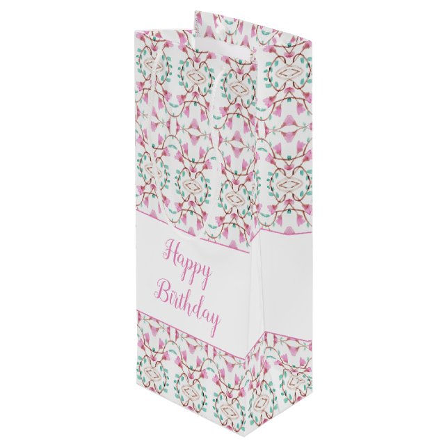 Paper Wine Sweet Patterned Gift Bag (Back Angled)