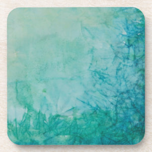 Paper With Blue, Green, And Black Paint Abstract Coaster