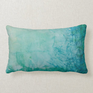 Paper With Blue, Green, And Black Paint Abstract Lumbar Cushion