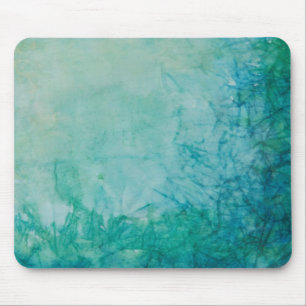 Paper With Blue, Green, And Black Paint Abstract Mouse Pad