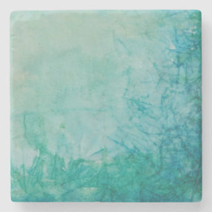 Paper With Blue, Green, And Black Paint Abstract Stone Coaster