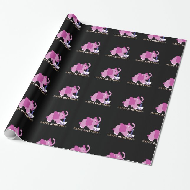Paper Wrapping Gift wrap Pink Elephant cupcake (Unrolled)