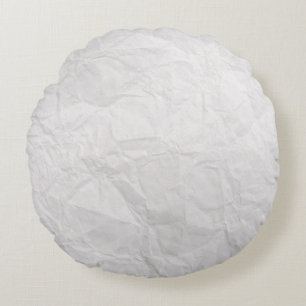 Paper wrinkled white cute texture round cushion
