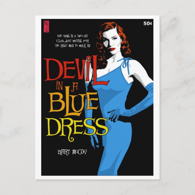 Paperback Postcard: Devil In A Blue Dress Postcard (Front)