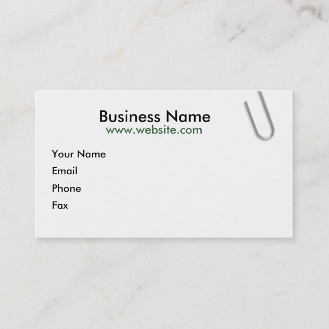 Paperclip White Business Card (Front)