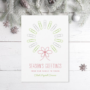 Paperclip Wreath Business White Christmas Holiday Card