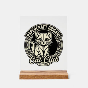 Papercraft Origami Cat Funny Cat Graphic - Papercr Acrylic Sign